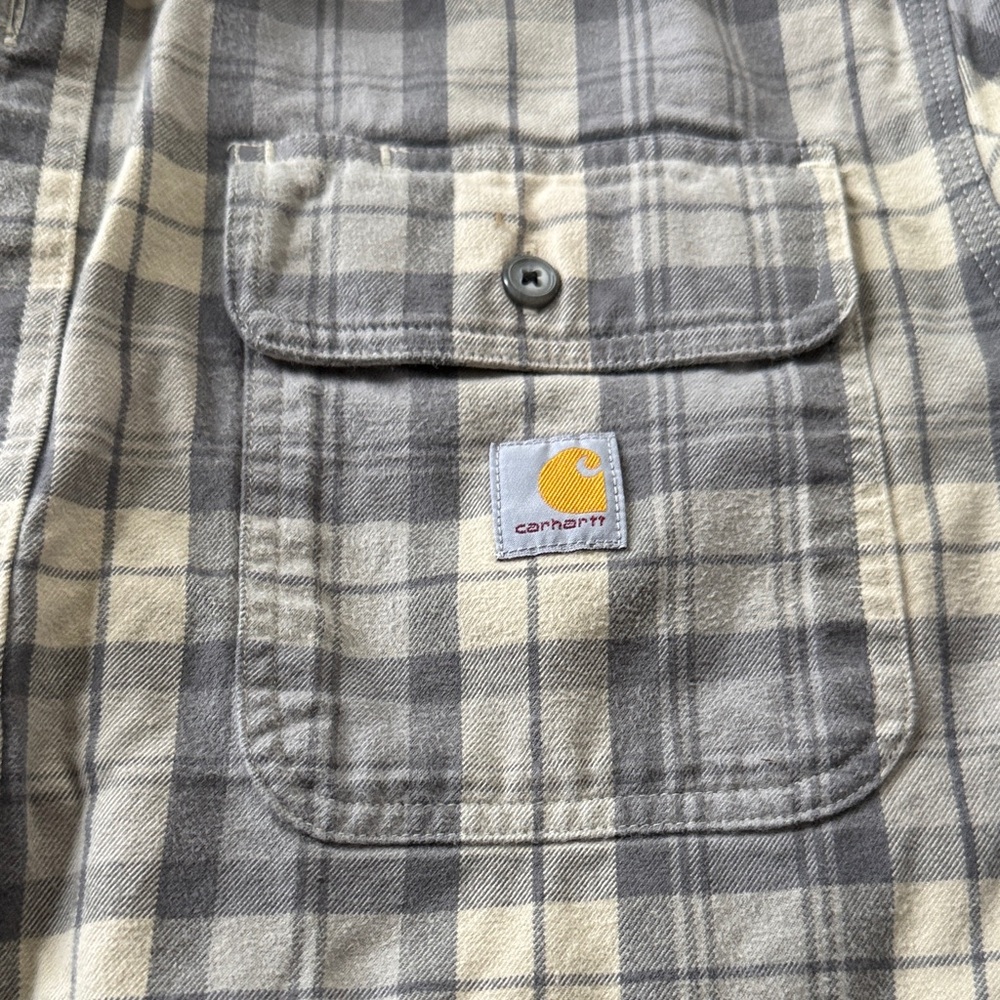 Carhartt Gray Plaid Casual Button Down Shirt - Picture 2 of 4
